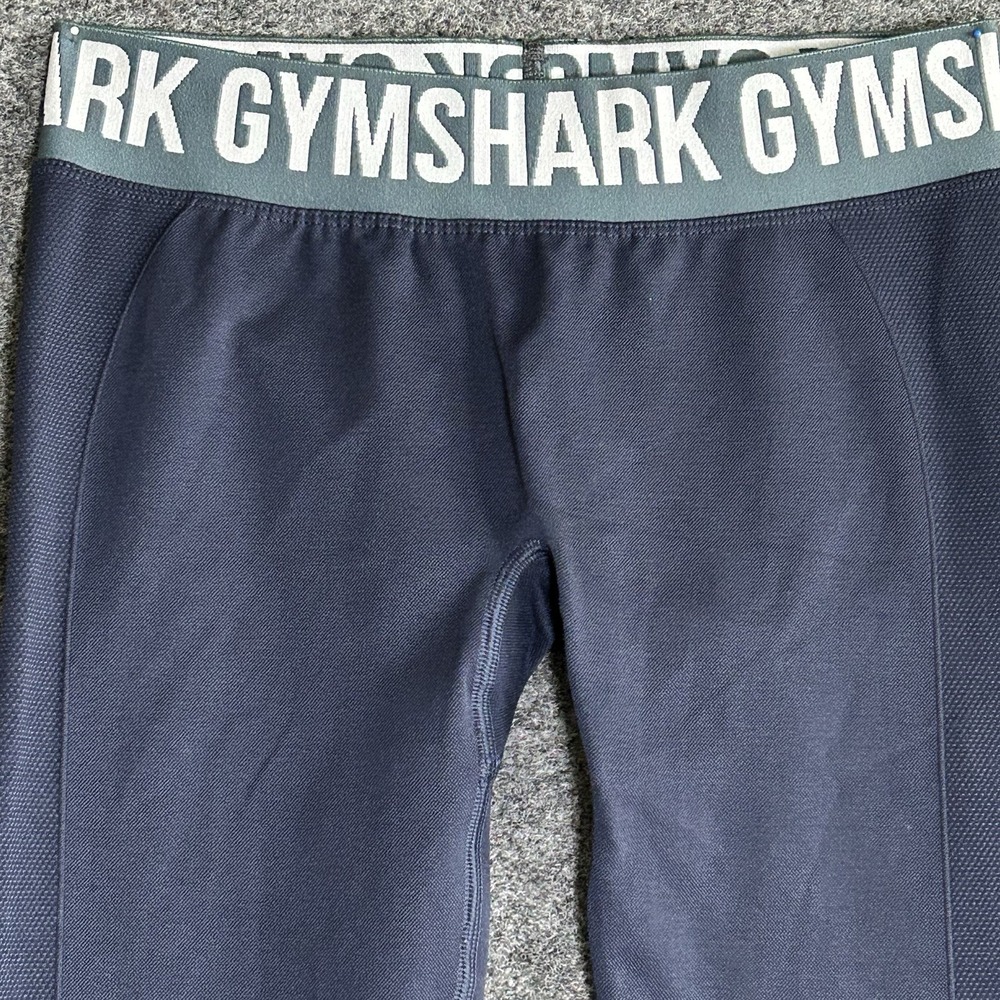 GYMSHARK Leggings - Women's Size Medium‎ - Navy Blue W/Spell Out Waistband